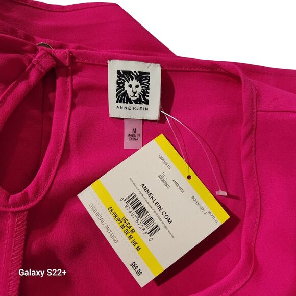 Anne Klein Flutter Sleeve Hot Pink Office Top Wmn SZ Medium Corporate Office NWT - Picture 2 of 4